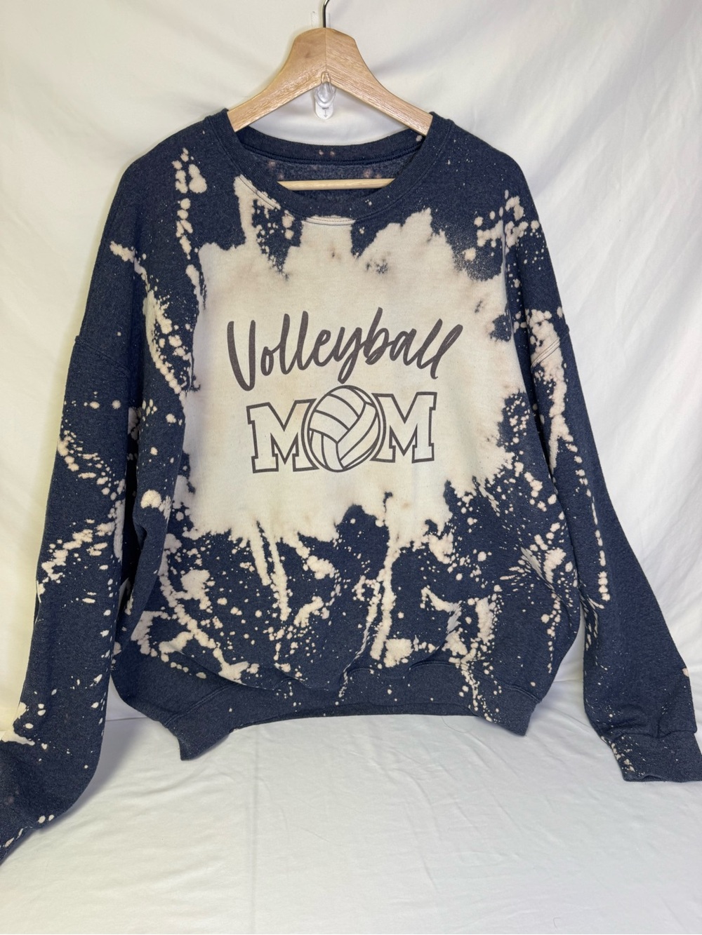 Volleyball Mom Black & Cream Tie-Dye Crewneck Sweatshirt